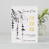 Bergwald von Hand gezeichnet schlicht elegant gere Folieneinladung (Stehend vorne)