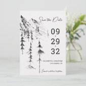 Bergwald von Hand gezeichnet, schlicht und elegant Save The Date (Stehend Vorderseite)
