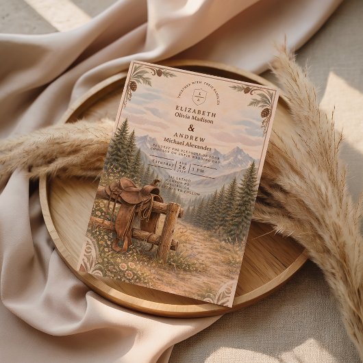 Bergwald Western Sattel Hochzeit Einladung