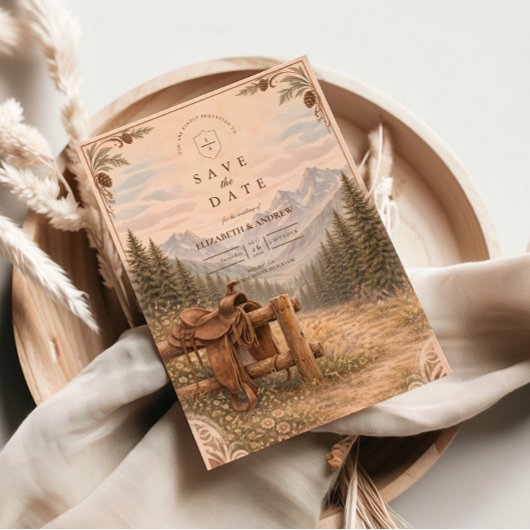 Bergwald Western Sattel Hochzeit Save The Date