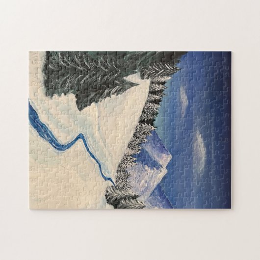 Bergwald Wilderness Malerei Puzzle (Horizontal)