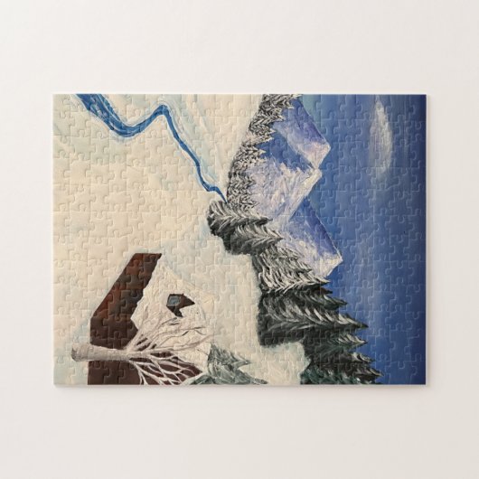 Bergwald Wilderness Malerei Puzzle (Horizontal)