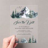Bergwald Winterhochzeit Save the Date Acryleinladungen (Insitu (Handheld))