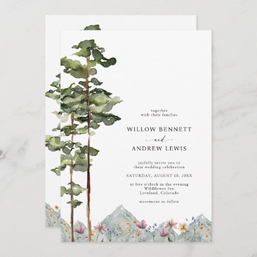 Bergwaldhochzeit Einladung (Vorne/Hinten)