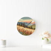 Bergwaldhügel Land Natur iPhone Case Runde Wanduhr (Zuhause)