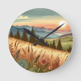 Bergwaldhügel Land Natur iPhone Case Runde Wanduhr