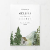 Bergwaldhütte in einer Hochzeit Dreifach Gefaltete Einladung (Cover)