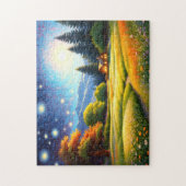 Bergwaldhütten-Kunst Puzzle (Vertikal)
