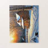 Bergwaldhütten-Kunst Puzzle (Vertikal)