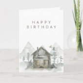 Bergwaldkabine Glückwunsch zum Geburtstag für Ihn Karte (Vorderseite)