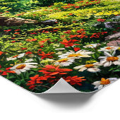 🌿 Bergwaldlandschaft mit Wildblumen Szene Poster (Ecke)