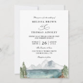 Bergwaldsee Boho Rustikale QR-Code-Hochzeit Einladung (Vorderseite)