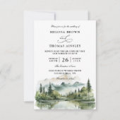 Bergwaldsee Rustikale Budget QR-Code-Hochzeit Einladung (Vorderseite)