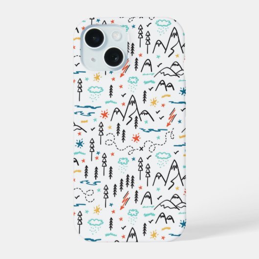 Bergwander-Muster iPhone 15 Hülle (Rückseite)
