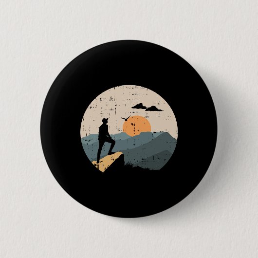 Bergwanderer Reisender Wanderer Bergsteiger Button (Vorderseite)