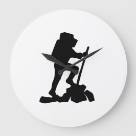 Bergwanderer Schwarze Silhouette Große Wanduhr