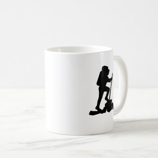 Bergwanderer Schwarze Silhouette Kaffeetasse (VorderseiteRechts)