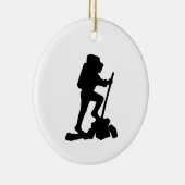 Bergwanderer Schwarze Silhouette Keramik Ornament (Rechts)