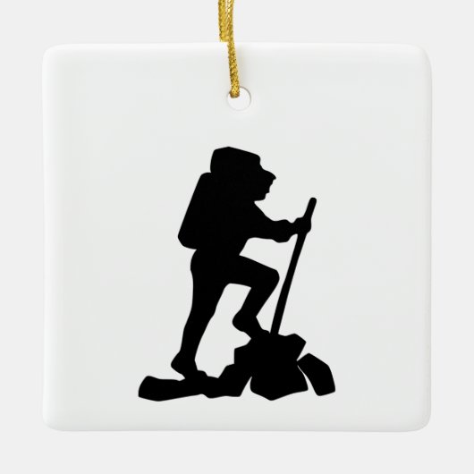 Bergwanderer Schwarze Silhouette Keramikornament (Vorderseite)