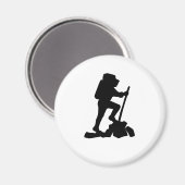 Bergwanderer Schwarze Silhouette Magnet (Vorderseite/Rückseite)