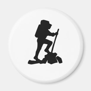 Bergwanderer Schwarze Silhouette Magnet
