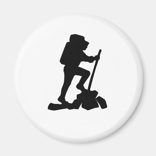 Bergwanderer Schwarze Silhouette Magnet (Vorne)