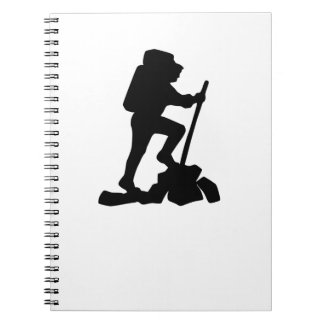 Bergwanderer Schwarze Silhouette Notizblock
