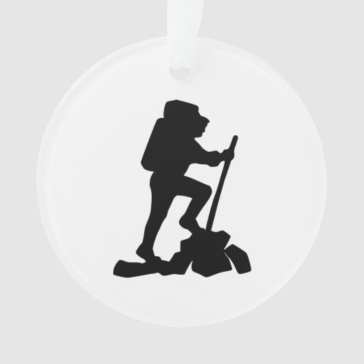 Bergwanderer Schwarze Silhouette Ornament (Vorderseite)