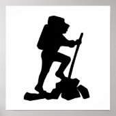 Bergwanderer Schwarze Silhouette Poster (Vorne)
