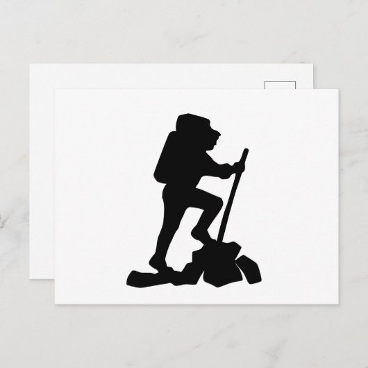 Bergwanderer Schwarze Silhouette Postkarte (Vorne/Hinten)