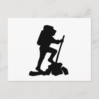 Bergwanderer Schwarze Silhouette Postkarte
