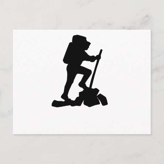 Bergwanderer Schwarze Silhouette Postkarte (Vorderseite)