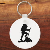 Bergwanderer Schwarze Silhouette Schlüsselanhänger (Vorderseite)