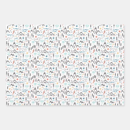 Bergwandermuster Geschenkpapier Set (Vorderseite 3)