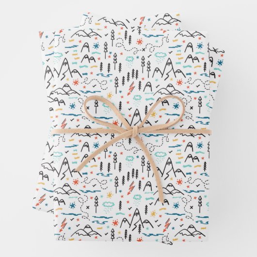 Bergwandermuster Geschenkpapier Set (Beispiel)