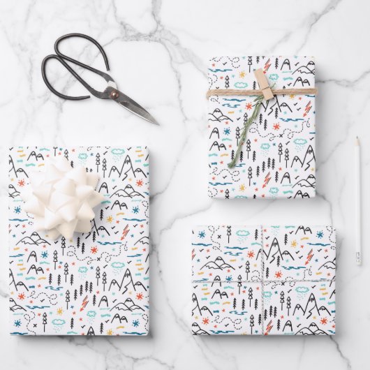 Bergwandermuster Geschenkpapier Set (Vorderseite)