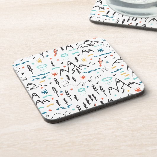 Bergwandermuster Getränkeuntersetzer (Linke Seite)