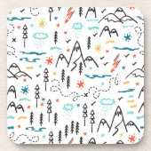 Bergwandermuster Getränkeuntersetzer (Vorderseite)
