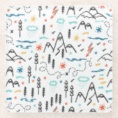 Bergwandermuster Glasuntersetzer (Vorderseite)