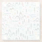 Bergwandermuster Glasuntersetzer (Rückseite)