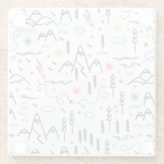 Bergwandermuster Glasuntersetzer (Rückseite)