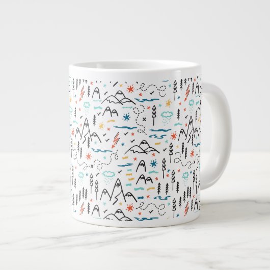 Bergwandermuster Jumbo-Tasse (Vorderseite Rechts)