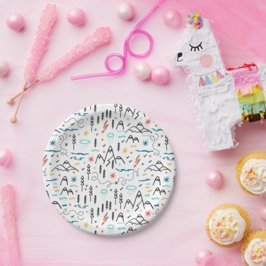 Bergwandermuster Pappteller (Party)