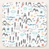 Bergwandermuster Rechteckiger Pappuntersetzer (Vorderseite)