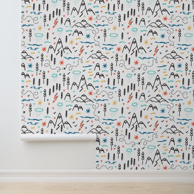 Bergwandermuster Tapete (Anwendung)