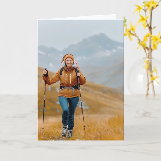 Bergwandern im Herbst Fotokarte Karte (Gelbe Blume)