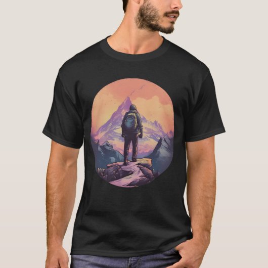 Bergwandern Sonnenuntergang T-Shirt (Vorderseite)