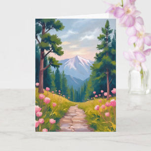 Bergwanderung Florale Naturlandschaft Aquarell Karte