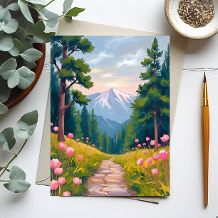 Bergwanderung   Florale Naturlandschaft Aquarell Postkarte