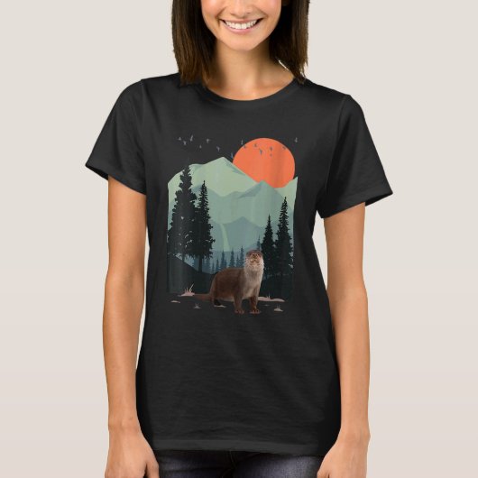 Bergwelt Abenteuer Sunset Pine Tree Sea T-Shirt (Vorderseite)